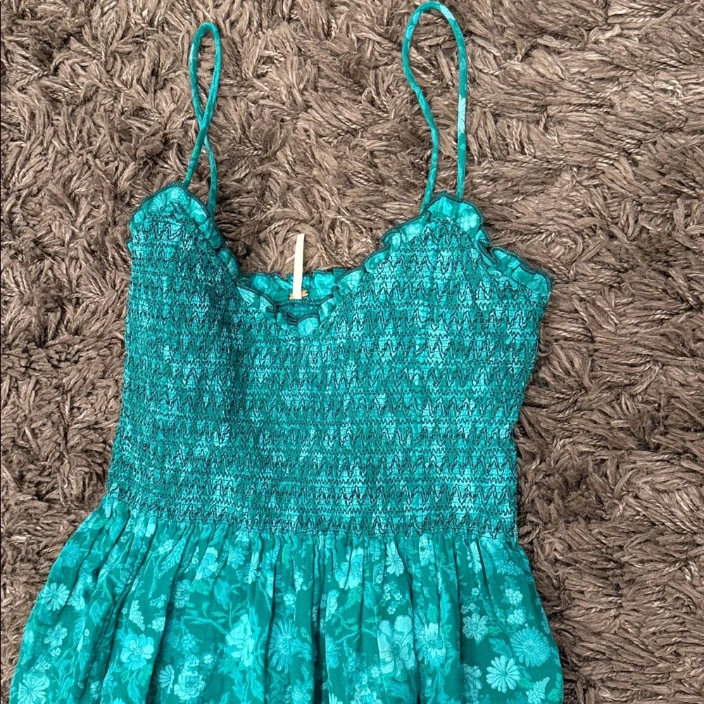 FREE PEOPLE  Sweet Nothings Midi Dress in Forest Combo Green, Size XL - Picture 5 of 12